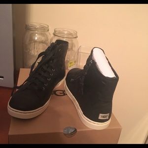 Leather high top sneakers